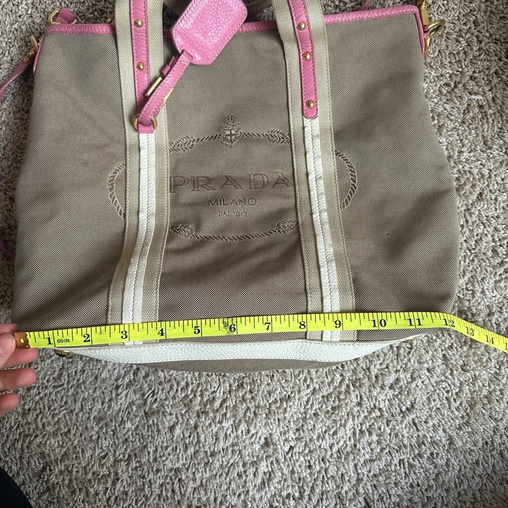Prada Pink and Tan Tote Bag - Picture 9 of 11